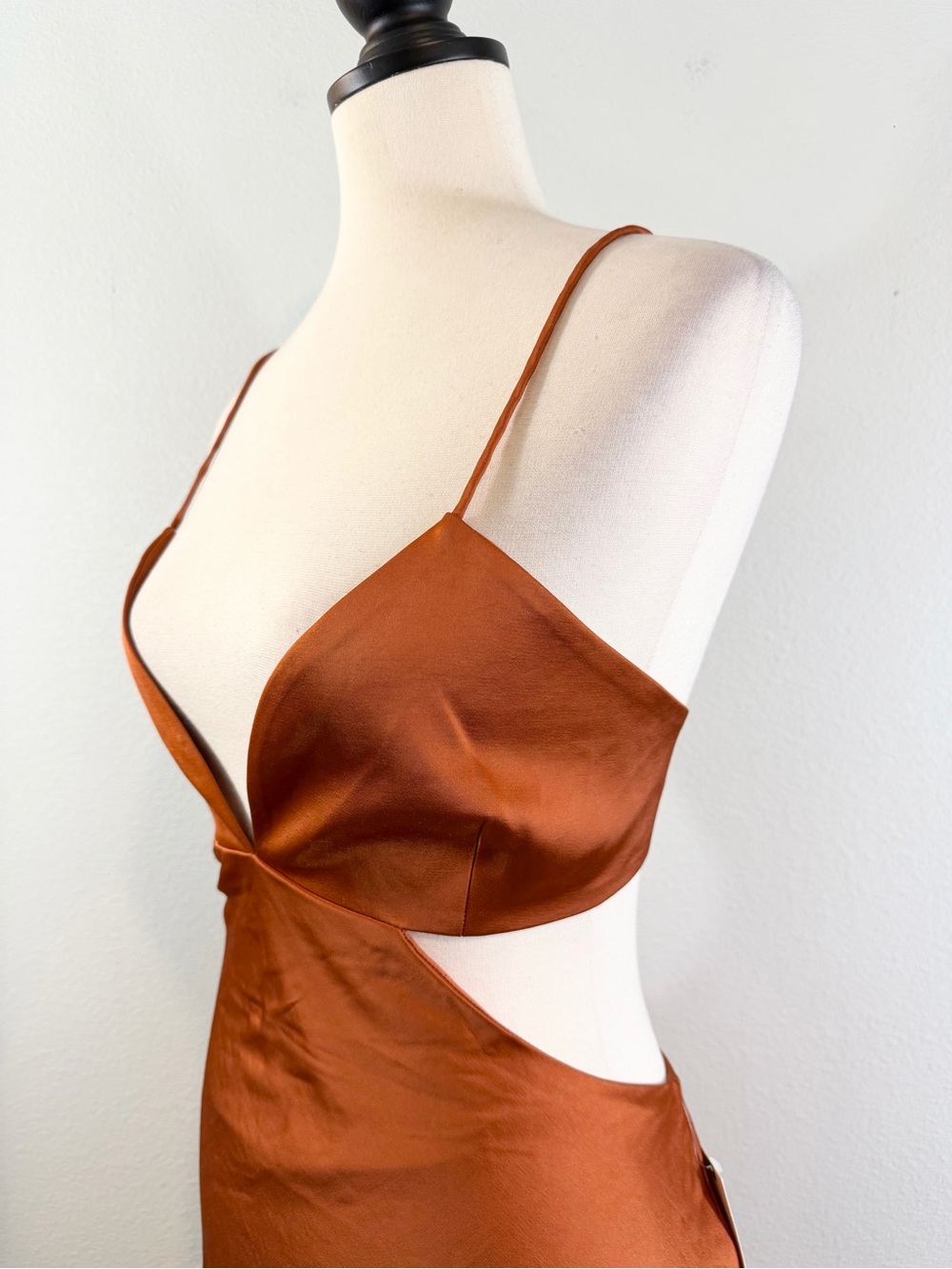Anthropologie Significant Other Jacy Dress Size US 12 Clay Maxi Cutout Satin - Picture 5 of 14